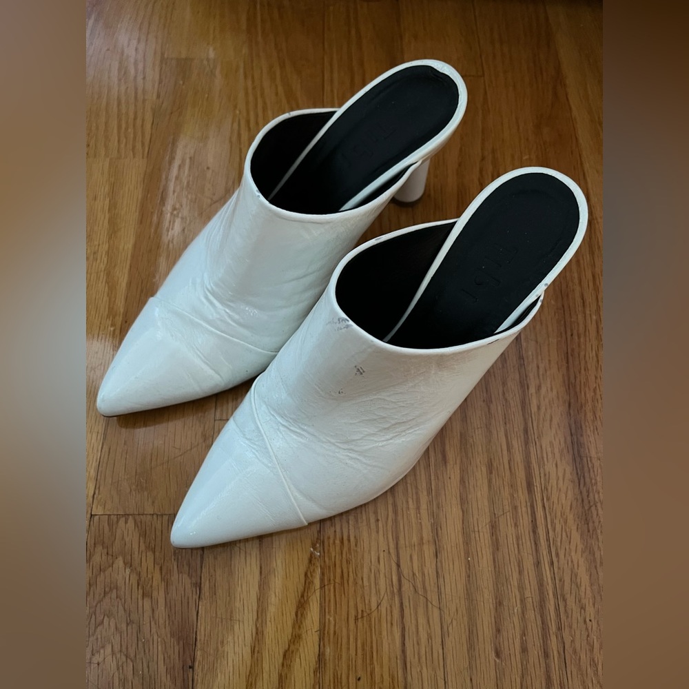 Tibi White Mule Pumps
